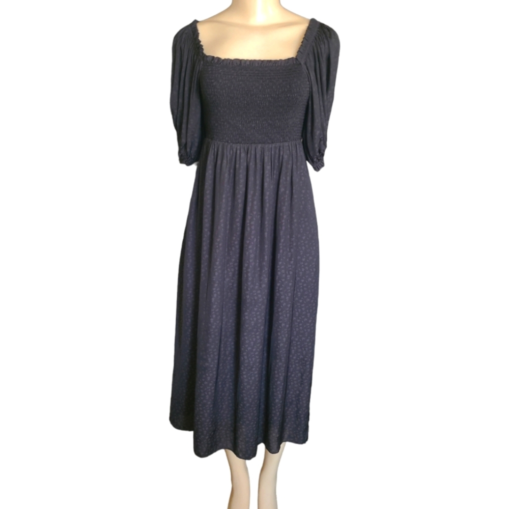 HATCH | Black Short-Sleeved Midi Maternity Dress in Hatch Size 0
